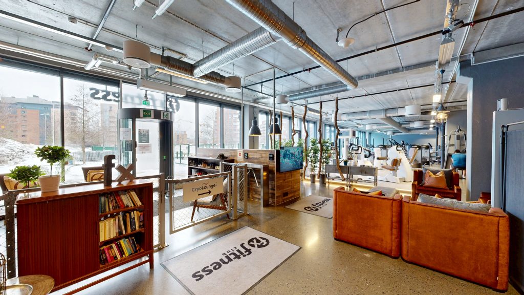 Loungeområdet hos fx fitness på Helsfyr